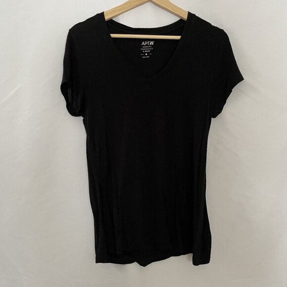 Apt. 9 Womens Modern Essentials Black V-Neck T-Shirt Medium Size - Picture 1 of 6